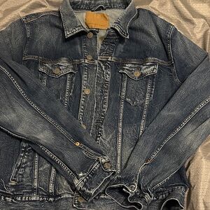 American Eagle Outfitters Distressed Blue Jean Denim Jacket Barn Jacket XL